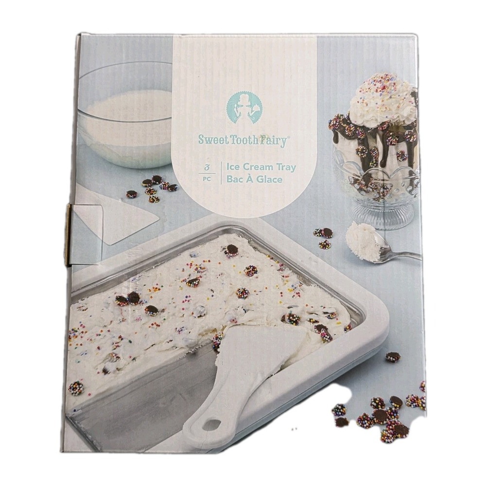 Sweet Tooth Fairy 3 Pc Ice Cream Tray w/ Steel Slate & 2 Plastic Spatulas Set